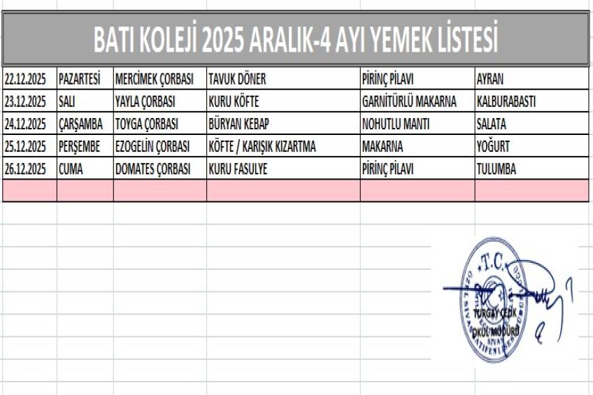 ARALIK AYI (2025) YEMEK LİSTESİ - 4