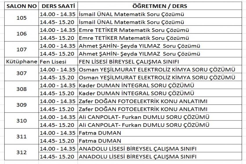 12.05.2026 DENEME SONRASI TAMAMLAMA PROGRAMIMIZ