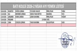 NİSAN AYI (2026) YEMEK LİSTESİ-III