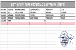 HAZİRAN AYI (2026) YEMEK LİSTESİ-II