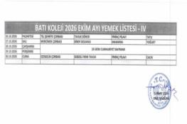 EKİM AYI (2026) - YEMEK LİSTESİ IV