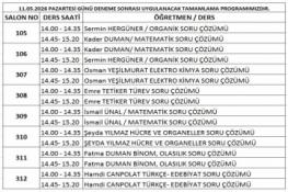 11.05.2026 DENEME SONRASI TAMAMLAMA PROGRAMIMIZ