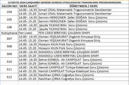 13.05.2026 DENEME SONRASI TAMAMLAMA PROGRAMIMIZ