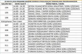 20.05.2026 DENEME SONRASI TAMAMLAMA PROGRAMIMIZ