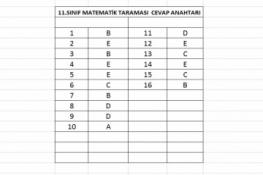 11.Sınıf Matematik Taraması Cevap Anahtarı (20.05.2026)