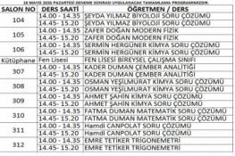 18.05.2026 DENEME SONRASI TAMAMLAMA PROGRAMIMIZ