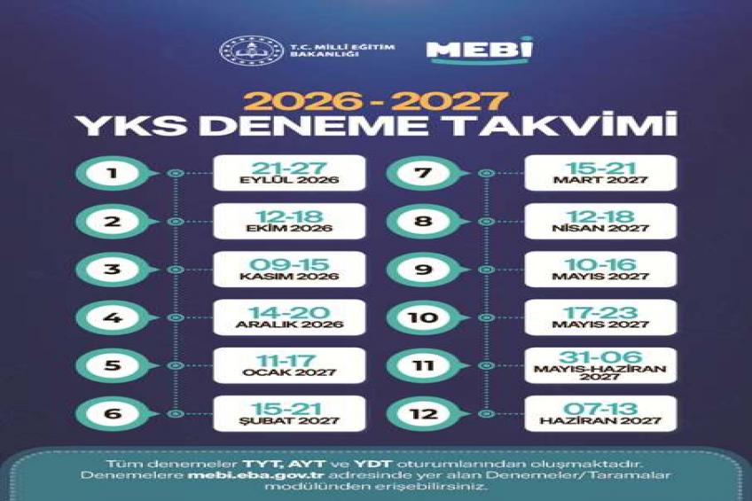 MEBİ ONLİNE DENEME SINAV TAKVİMİ